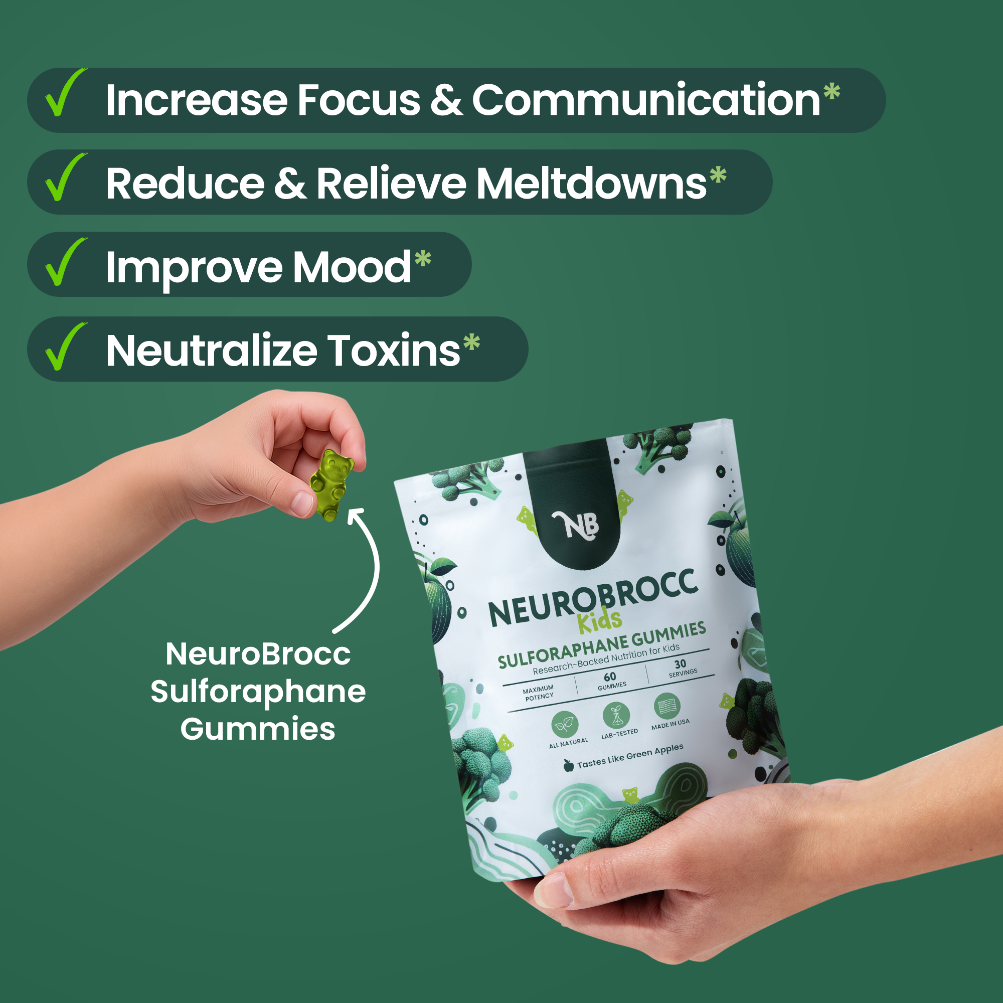 NeuroBrocc Gummies (Green Apple)
