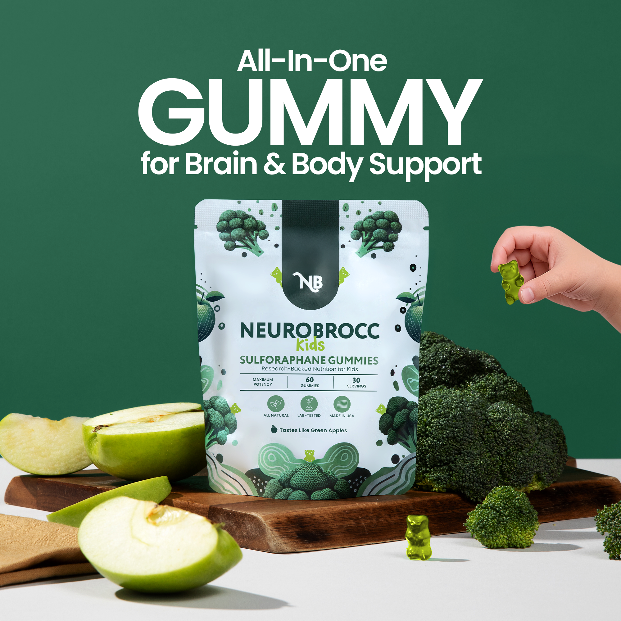 NeuroBrocc Gummies (Green Apple)